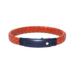 BORSARI PULSERA ACERO CUERO ORO 18kts.